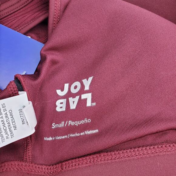 JoyLab Womens Small Sports Bra Medium Support Red Ribbed Scoop Neck Pullover New - Picture 3 of 5